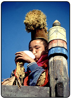 Monk with conch
